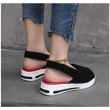 Sandalias de Cuña Media con Punta Abierta Básica Para Mujer, Sandalias de Punta Abierta Para Mujer Zapatos Zapatillas de Deporte Cuñas de Moda Para Mujer Alpargatas Zapatos Deportivos de Verano,Negro Azul Rosa Rojo - Negro - Ver 9