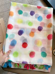 1条180*85厘米沙滩巾，女士防风柔软头巾，时尚新款防沙围巾，户外防晒流行薄披肩，奢华印花长方形围巾，四季流苏头巾，头巾，配饰，女士秋冬情人节礼物 - 彩色 - 查看 11