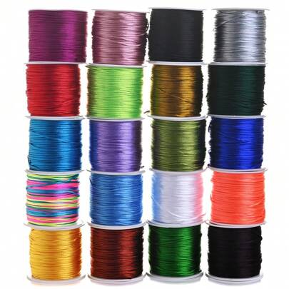 Fil de nylon 1,5 mm 20 m/787 pouces pour bracelets, fil de nouage chinois en nylon pour Kumihimo, bracelets tressés, perles, colliers, artisanat macramé, carillon à vent, fabrication de bijoux