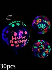Neon Glow Balloons Neon Stars/Dot Balloons Glow In Blacklight Black Light Fluorescent Neon Latex Balloons For Birthday Wedding Glow Party Supplies,Christmas