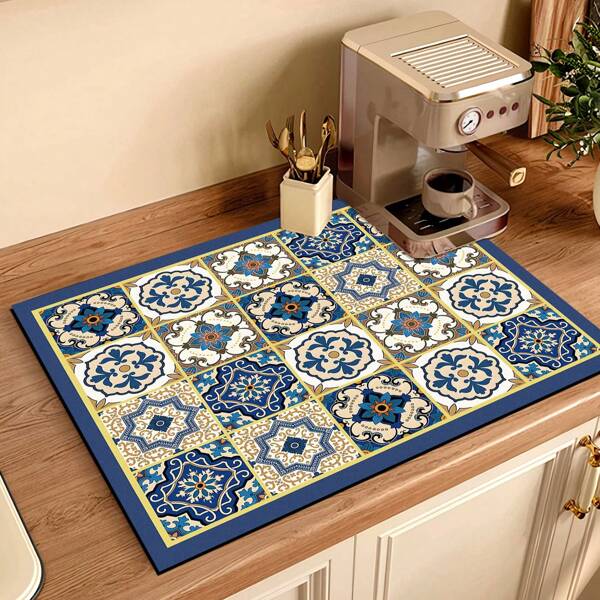 1pc Silica Gel Drainage Mat, Soft Rubber Anti-Slip Strong Absorbent  Washing Up Drying Mat For Countertop, Dining Room, Kitchen, Patio Table Decor, Home Kitchenware