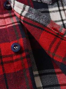 BLUE SAYING Camicia casual a maniche lunghe a quadri rossi per ragazzi giovani - Rosso - Visualizzare 6