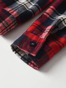 BLUE SAYING Camicia casual a maniche lunghe a quadri rossi per ragazzi giovani - Rosso - Visualizzare 5