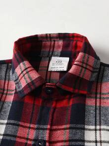 BLUE SAYING Camicia casual a maniche lunghe a quadri rossi per ragazzi giovani - Rosso - Visualizzare 3