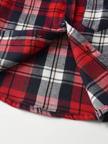 BLUE SAYING Camicia casual a maniche lunghe a quadri rossi per ragazzi giovani - Rosso - Visualizzare 7