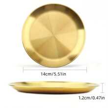 1 pieza/2 piezas Bandeja de acero inoxidable dorada para postre, café, plato occidental, plato de pizza, plato de comida para desayuno, café, té, bandeja decorativa dorada para servir, regalo de cumpleaños, suministros para fiestas de Acción de Gracias, Halloween, Pascua, Navidad (Dorado), Cocina, Regalo de Navidad