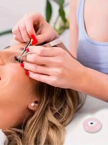 klimonla 1pc Small Glue Pallet Eyelashes Extensions Jade Stone Drop Shipping Pink  Useful False Eye Lashes Glue Pad Holder Makeup Tools - Pink - View 6