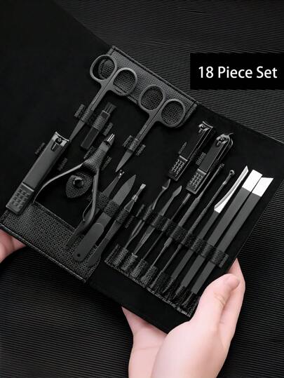 Manicure Set Pedicure Nail Clippers Set Travel Hygiene Kit Stainless Steel Professional Cutter Care Set Scissor Tweezers Knife Ear Pick Tools Grooming Kits With Leather Case