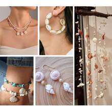 30/50/100g White Natural Spiral Shell Beads Sea Shells Beach Seashells Cowrie Shells Charms And Beads With Hole For Summer DIY Craft Jewelry Making Accessories