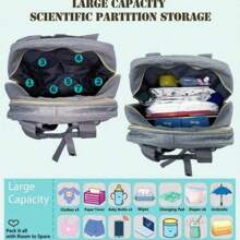 1pc Fashionable Multifunctional Mom Bag, Large Capacity Diaper Bag, Portable Travel Mother And Baby Organizer Bag - Grey - View 6