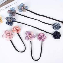 Rose Flower Hair Clip Bun Maker Set, Slouchy Style Hair Accessories Styling Tools For Buns - Pink - View 3