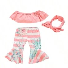 適用於18英寸美國女孩娃娃的露肩連身褲套裝，夏季時尚裝扮 - 彩色 - 查看 13