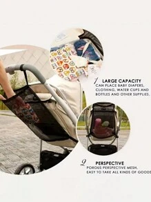 1pc Kids Stroller Net Bag, Baby Carriage Storage Hanging Basket