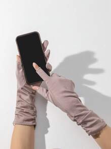 1 Pair Women Fingerless Gloves With UV Protection, Sun Block Half Finger Gloves For Fishing Driving Outdoor Activities Summer - Multicolor - View 6