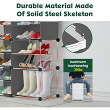 Shoe Rack Storage Cabinet With Doors, Portable Shoes Rack Organizer, Expandable Standing Rack, Storage 36-72 Pairs Shoes, Boots, Slippers For Entryway, Bedroom, Bedroom 6-Tier(Black) - Black - View 4