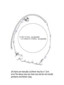 1 CÁI Tên tùy chỉnh Vòng chân ngọc trai cho phụ nữ Sang trọng Thanh lịch Màu vàng 18K Thép không gỉ Cá nhân Tùy chỉnh Tên tiếng Anh Vòng chân ngọc trai Món quà trang sức thời trang cho gia đình cho bạn bè - Mùa thu bạc - Xem 3