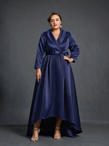 Sukienki dla matki panny młodej w dużych rozmiarach Elegancka sukienka z długim rękawem