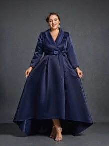 Sukienki dla matki panny młodej w dużych rozmiarach Elegancka sukienka z długim rękawem