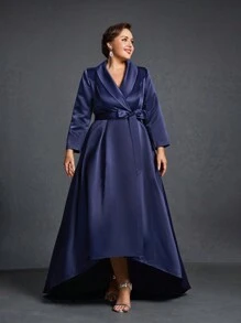 Sukienki dla matki panny młodej w dużych rozmiarach Elegancka sukienka z długim rękawem