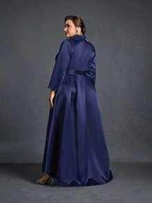 Sukienki dla matki panny młodej w dużych rozmiarach Elegancka sukienka z długim rękawem