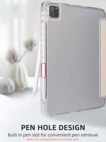 1pc Pink Transparent Acrylic Tablet Case With 3-Fold Stand, Built-In Pen Slot, High Transparency Protective Back Cover, Anti-Drop, Sleep/Wake Function, Minimalist/Classic/Casual Style, Compatible With IPad Mini 6/9.7/10.2/10.5/Air 4/Air 5/10.9/Pro 11"/10th/12.9/Air 11-In.(M2)-2024/IPad Air 13-In.(M2)-2024/IPad Pro 11-In.(M4)-2024/IPad Pro 13-In.(M4)-2024/IPad Air 13(M3 2025)/IPad Air 11-Inch (M3) 2025/IPad (A16) 11 Inch 11th Generation 2025 Models