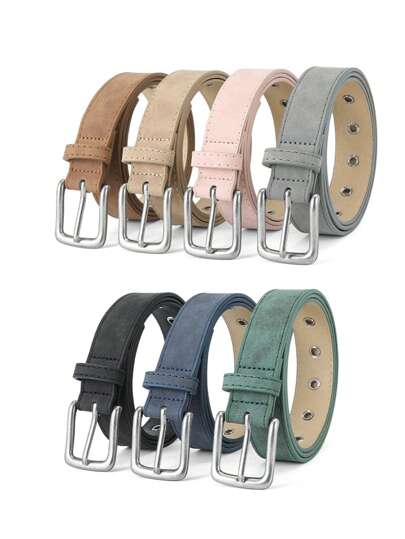 1pc Multicolor Simple Versatile Matte Abrasion-Resistant Pin Buckle Belt, Vintage Art Style, Suitable For Outdoor Use Summer, School Fall, Autumn, Halloween