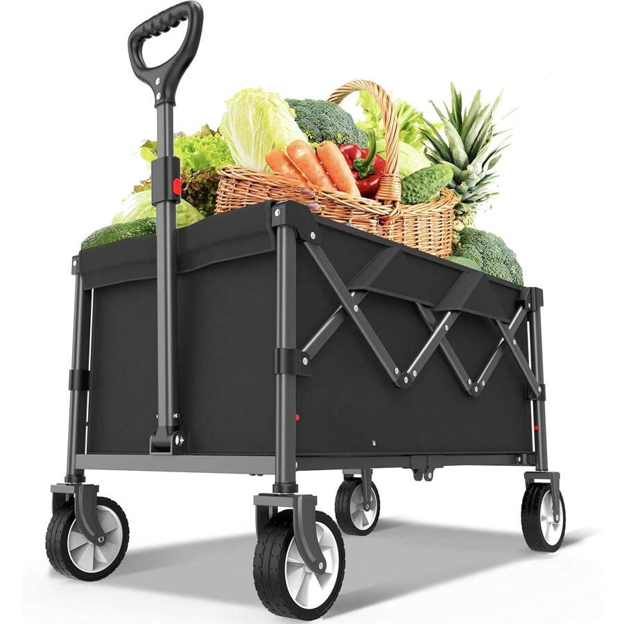 Wagon Cart Heavy Duty Foldable [2024 New Upgrade] Collapsible Wagon