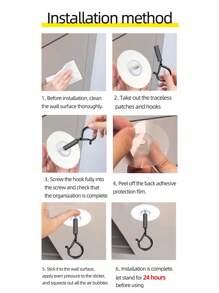 meike 2pcs Q-Shape No-Drill Hanging Hooks, Latch, Windproof Screws, For Suspending Outdoor String Lights, Ceiling, Plants, Christmas Lights And Patio Lamps, 2.2 Inch, Black And White, With Pre-Adhesive Screws - 2 Pack - View 12