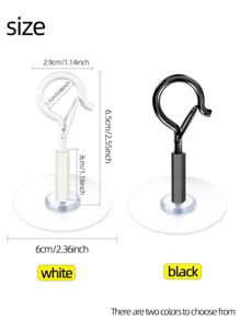 meike 2pcs Q-Shape No-Drill Hanging Hooks, Latch, Windproof Screws, For Suspending Outdoor String Lights, Ceiling, Plants, Christmas Lights And Patio Lamps, 2.2 Inch, Black And White, With Pre-Adhesive Screws - 2 Pack - View 10