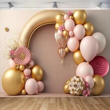 1 pieza Material de fondo fotográfico de paño de temática de cumpleaños de primer año del coche con globos coloridos