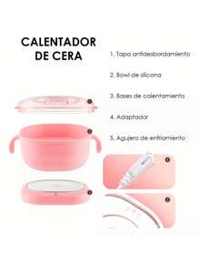 Fundidor Eléctrico Calentador De Cera Recipiente De Silicón,Fundidor De Cera Eléctrico Calentador de Cera para Depilar Recipiente de Silicon - Portátil Para Depilación - Rosa - Ver 5