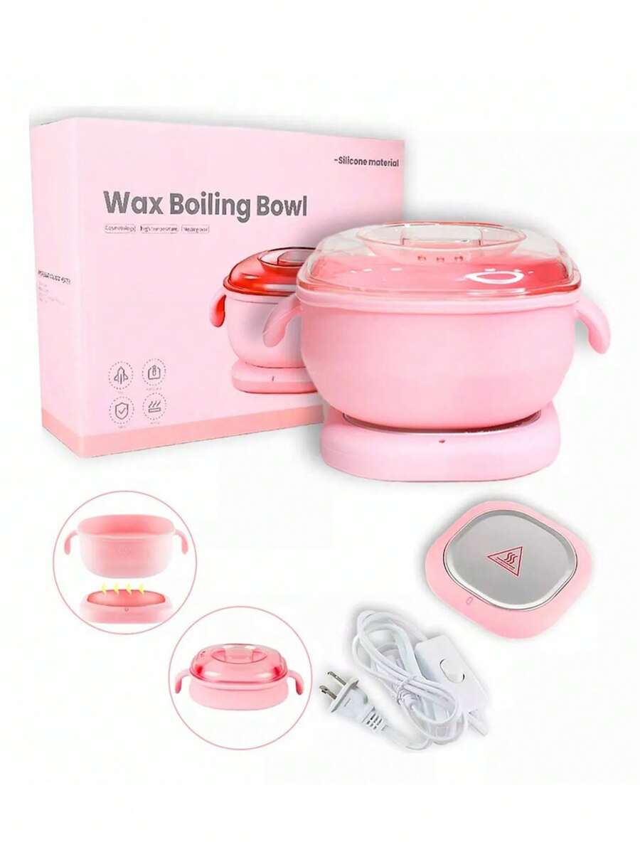 Fundidor Eléctrico Calentador De Cera Recipiente De Silicón,Fundidor De Cera Eléctrico Calentador de Cera para Depilar Recipiente de Silicon - Portátil Para Depilación - Rosa - Ver 1