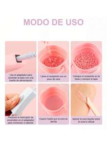 Fundidor Eléctrico Calentador De Cera Recipiente De Silicón,Fundidor De Cera Eléctrico Calentador de Cera para Depilar Recipiente de Silicon - Portátil Para Depilación - Rosa - Ver 6