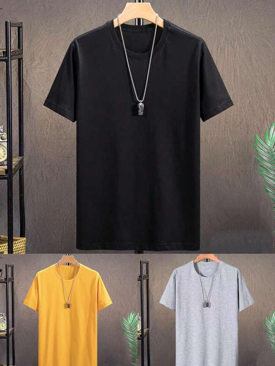 Men T-Shirts - 黃色 - 查看 1