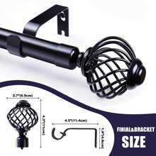 1 件装窗户窗帘杆，现代装饰黄铜窗帘杆，重型窗帘杆，黑色窗帘杆，适用于卧室、客厅、露台、厨房、农舍，可调节易安装窗帘杆 - 黑色 - 查看 4