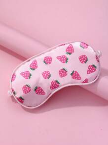 1pc Girl's Spandex Fabric Strawberry Pattern Printed Cute Elastic Band Sleep Eye Mask, Perfect For Daily Relaxation