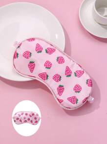 1pc Girl's Spandex Fabric Strawberry Pattern Printed Cute Elastic Band Sleep Eye Mask, Perfect For Daily Relaxation
