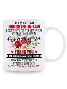 1 件，3A 级，儿媳礼品咖啡杯，送给我亲爱的儿媳，来自我可爱的儿子，11 盎司陶瓷咖啡杯，有趣的杯子，理想的礼物，圣诞节生日礼物 - 彩色 - 查看 7