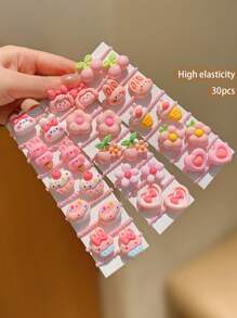 30pcs Cute Flower Hair Ties, Sweet Style Hair Scrunchies - Multicolor - View 6