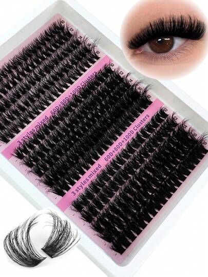 HBZGTLAD 15 paquetes de 280 racimos de pestañas de visón de 60+80+100 mechones de 0.07mm de grosor, de 12-20mm de longitud mixta, extensiones de pestañas rusas de volumen 5D con volumen dramático y grueso, pestañas postizas individuales negras, racimos de pestañas, pestañas individuales, pestañas postizas