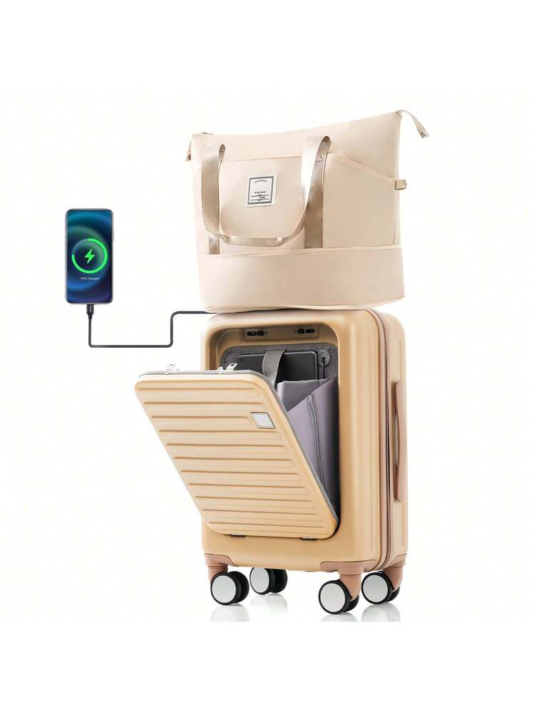 MERAX Front Opening 20-Inch Carry-On Luggage With Expandable