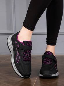Zapatos para caminar para personas mayores, zapatos de suela blanda para mujeres mayores en primavera y otoño, zapatos casuales deportivos de cuero con antideslizantes y resistentes al desgaste - negro morado - Ver 6