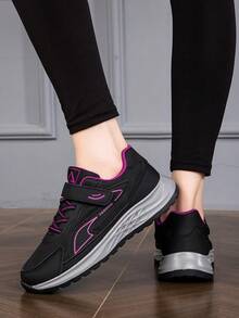 Zapatos para caminar para personas mayores, zapatos de suela blanda para mujeres mayores en primavera y otoño, zapatos casuales deportivos de cuero con antideslizantes y resistentes al desgaste - negro morado - Ver 8
