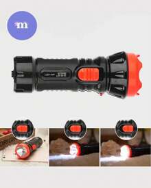 MULTI MEX STORE 2 piezas, kit de 2 piezas  Linterna recargable con luz LED, adecuada para acampar al aire libre y emergencias, Linterna Aluminio Luz Led Lateral, 1 Linterna Led Potent, e Portátil,Linterna Táctica Portátil Súper Brillante Recargable Al Aire Libre A Prueba De Agua, Lámpara De Emergencia Para Camping, Senderismo, Pesca Nocturna Y Montar En Bicicleta, luz fuerte de ABS para exteriores y camping. A-27 - Negro - Ver 1