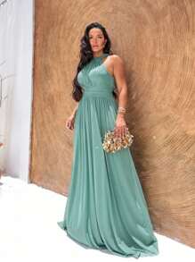 Women Long Dresses - 橄欖綠 - 查看 1