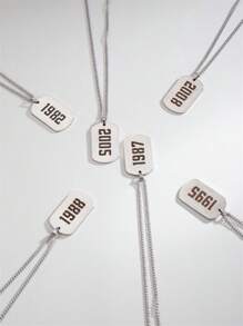 1 pièce Collier Pendentif en forme de tags militaires exquis et avec l'année en chiffres (1980-2024)