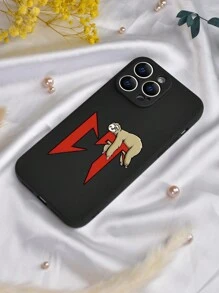 1pc Cute Funny Cartoon Style Black Frosted Case With Slouchy Sloth Pattern, Fully Covered Protection, Dustproof, Waterproof Soft Shell Compatible With IPhone