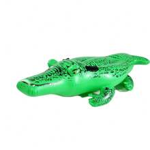 Nuwani 1pc 128cm Green PVC Inflatable Crocodile With Handle Design Floating Pool, Beach Inflatable Ride-On Swimming Ring - Green - View 1