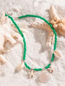 imoli 3pcs Beach Vacation Style Transparent Resin Seashell & Starfish & Conch Beaded Necklace Set For Women, Party Gift (Each Handmade Necklace Is Cut-To-Fit In Length, Number Of Beads Vary) - Multicolor - View 5