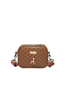 復古獨特款女士手提包，相機造型小肩背旅行袋，百搭時尚 - 卡其色 - 查看 3